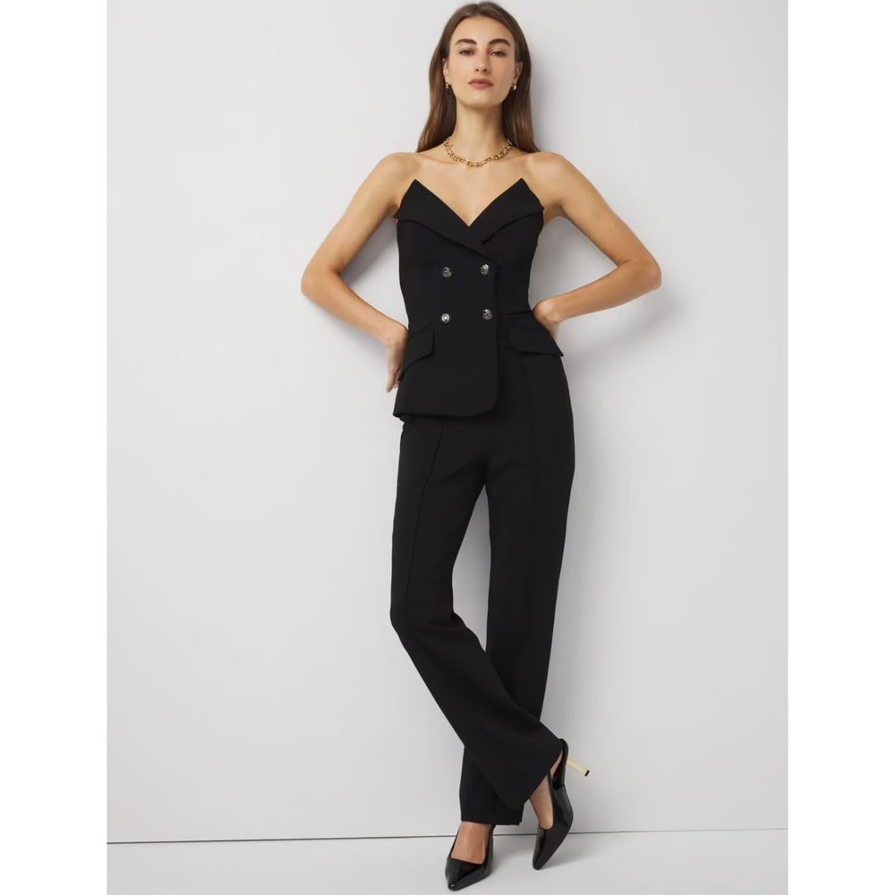 White House Black Market WHBM tux jumpsuit womens 10 zip buttons 570400122 $230